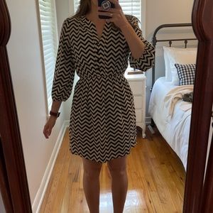 Tan and black chevron dress long sleeve